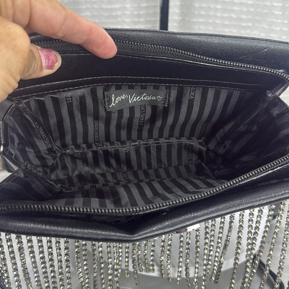 (E4) Victoria's Secret Glam Rhinestone Fringe Convertible Crossbody - Picture 13 of 16